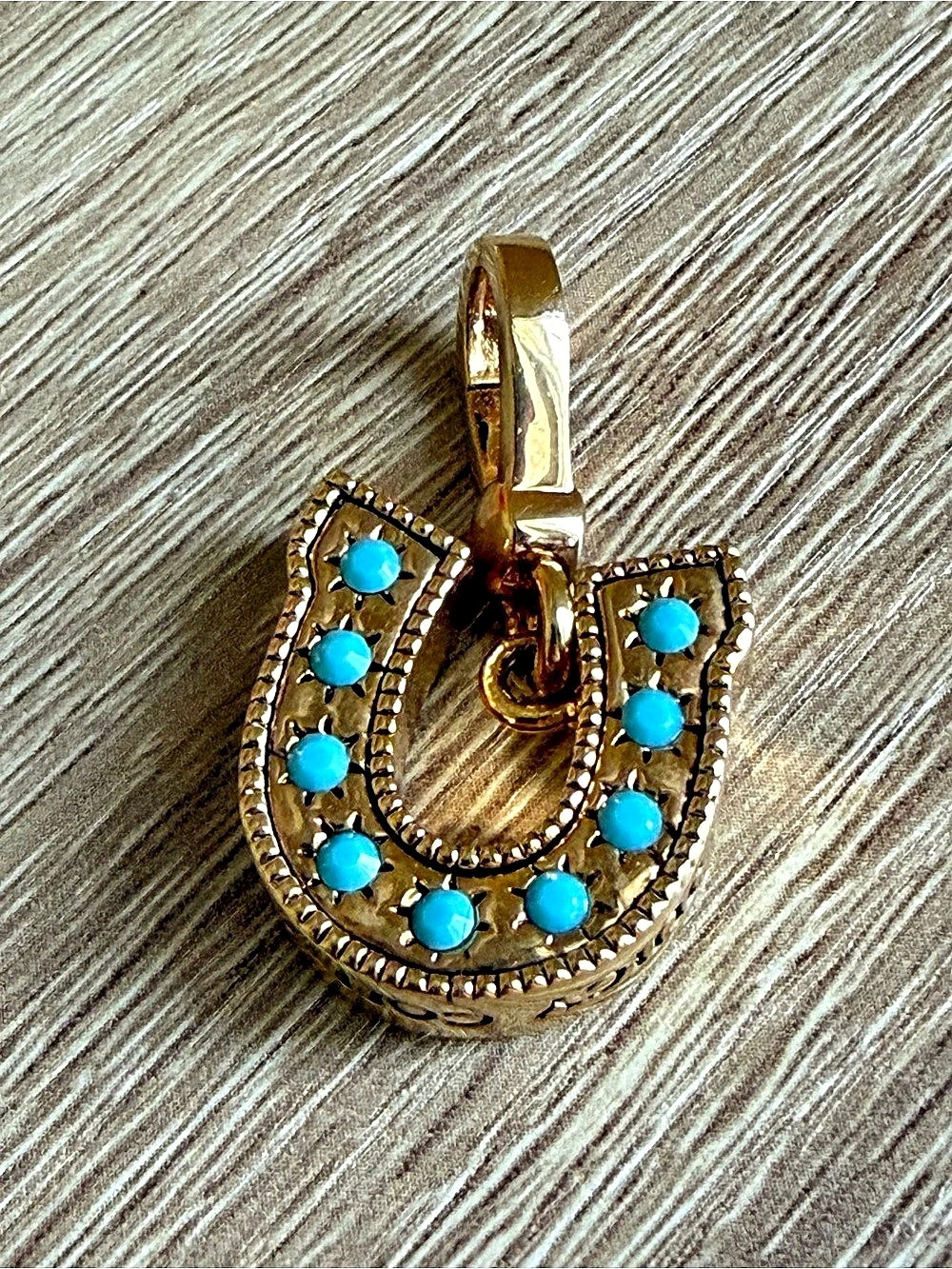 Juicy Couture Horseshoe Pendant Gold & Blue Like New